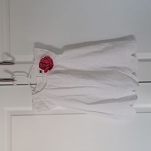 Janie and Jack White Eyelet Dress with Pink Flower
